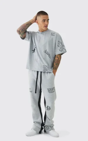 Oversized Boxy AOP Doodle T-shirt